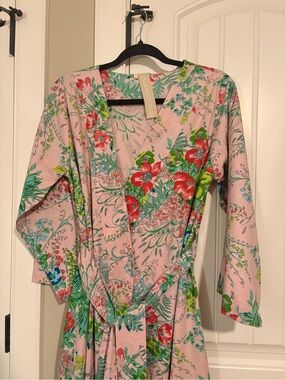 Plum Pretty Sugar Floral Pink Tie-Waist Kimono Intimate/Dress Medium